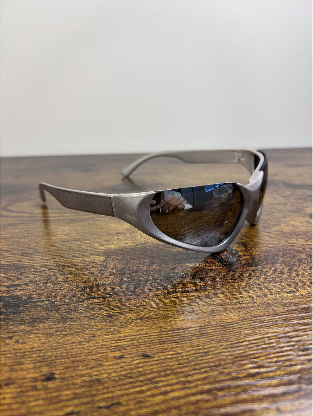 Silver Sporty Wraparound Sunglasses with Dark Lenses
